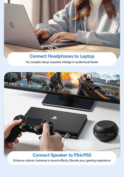 Essager USB Sound Card External 3.5mm USB Adapter Mic Headphone  Audio  Adapter Speaker Interface For Laptop Computer PS5 PS4