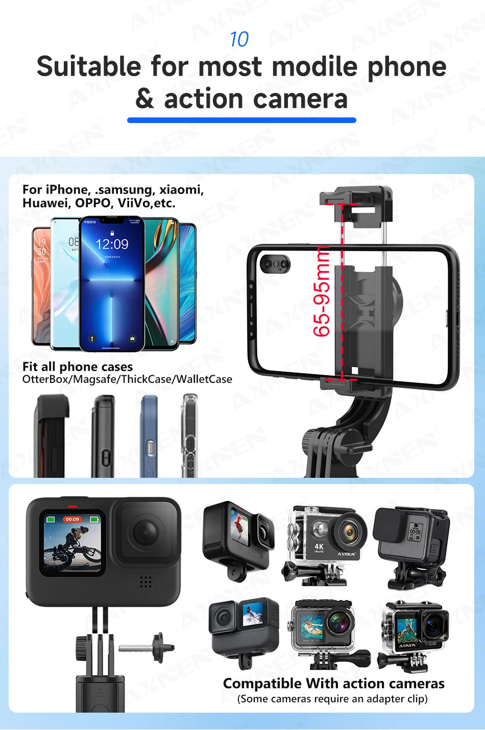 Bluetooth Selfie Stick Tripod Desktop Stand, Phone Holder, Wireless Remote Shutter, for iPhone Android, Option with Fill Light