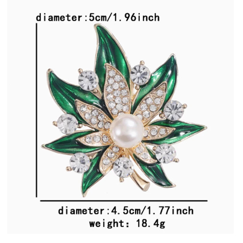 1pc Chic Maple Leaf Brooch with Shiny Rhinestones, Coconut Tree Plant Pin Jewelry Accessories - Great for Personal or Gift Use