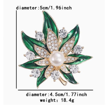 1pc Chic Maple Leaf Brooch with Shiny Rhinestones, Coconut Tree Plant Pin Jewelry Accessories - Great for Personal or Gift Use