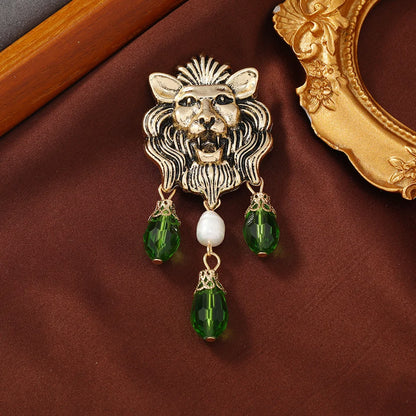 Baroque-style Luxury Vintage Heavy-Duty Lion Animal Design Brooches for Men and Women, Jewelry and Fashion Accessories