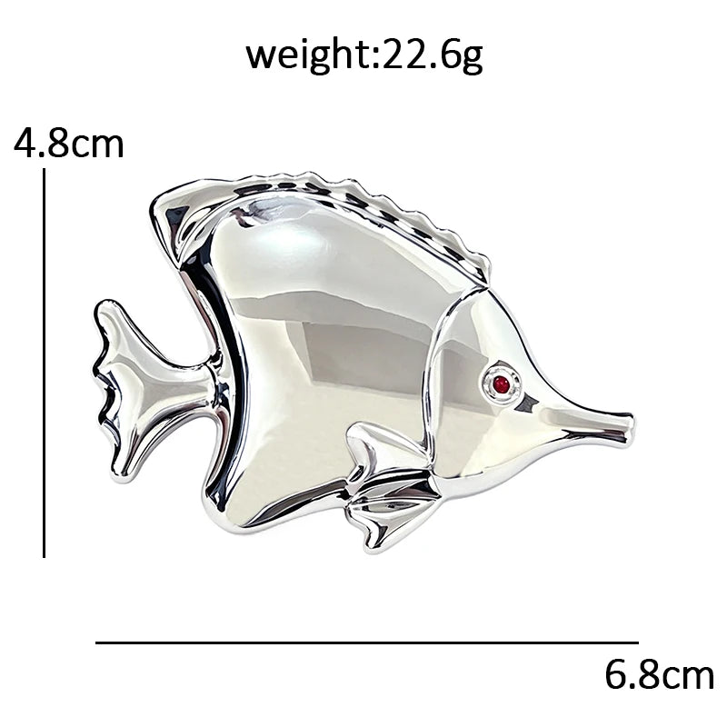 Wuli&baby Stainless Steel Fish Brooches For Women Unisex Lovely 2-color Polished Sea Animal Party Casual Brooch Pins Gifts