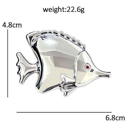 Wuli&baby Stainless Steel Fish Brooches For Women Unisex Lovely 2-color Polished Sea Animal Party Casual Brooch Pins Gifts
