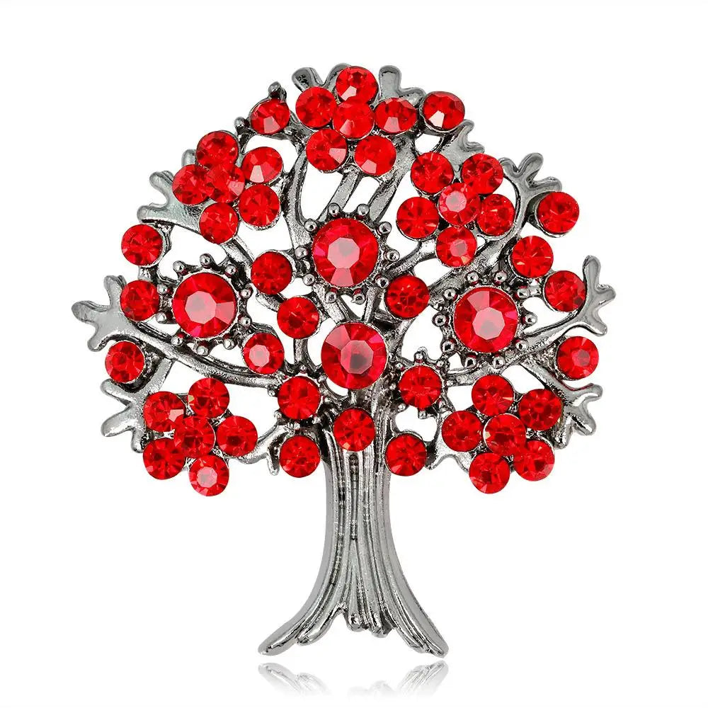 Elegant Tree of Life Brooch For Women Men Exquisite Green Crystal Zircon Tree Badges Brooches Shining Boutique Plant Decoration