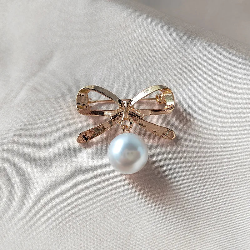 Sparkling Rhinestone Bow Brooch Crystal Pearl Bowknot Brooches For Women Men Wedding Party Office Pins Accessories Jewelry Gifts
