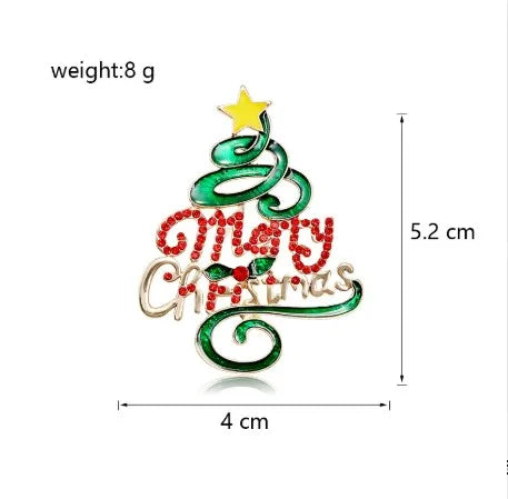 Green Rhinestone Christmas Tree Brooches Pins For Women Man Unisex Crystal Jewelry Gifts Clothes Accessories