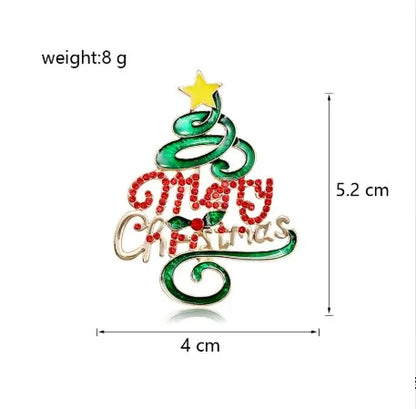 Green Rhinestone Christmas Tree Brooches Pins For Women Man Unisex Crystal Jewelry Gifts Clothes Accessories