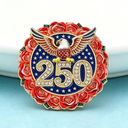 Wuli&baby 250 Independence Day Brooches For Women Unisex Rose-flower Eagle Party Office Round Brooch Pin Badge Fashion Gifts