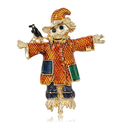 Beaut&Berry Classic Enamel Scarecrow Brooches for Women Unisex Figure Pins Casual Party Jewelry Accessories Gifts Decoration