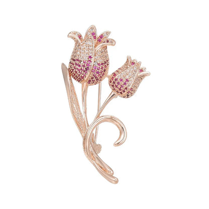 colorful zircon tulip brooch elegant flower clothing accessories