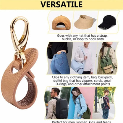 1Pcs PU Leather Hat Clip Hat Holder Hat Keep Clip Hands Free Storage Clip Buckle Outdoor Travel Hooks Handbag Accessories