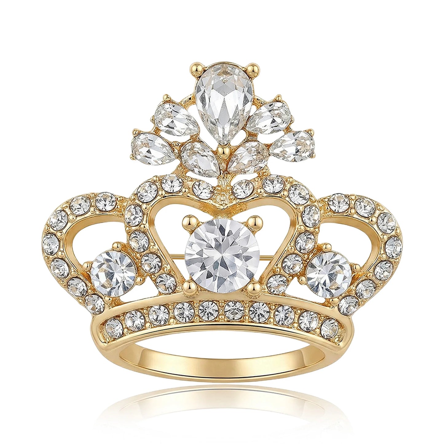 Beaut&Berry Luxury Rhinestone Crown Brooches for Women Unisex Court Pins Casual Party Jewelry Accessories Gifts Decoration
