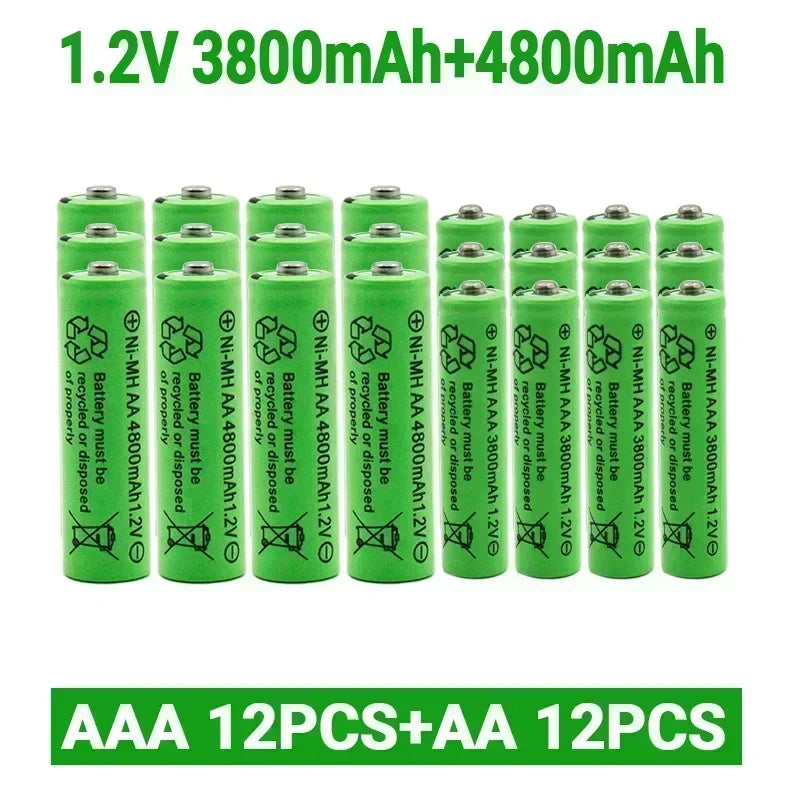 1.2V AA 4800mAh NI-MH Rechargeable Batteries+1.2 V AAA 3800 MAh Rechageable Battery NI-MH Battery