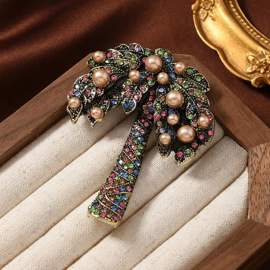 Baroque Luxury Beautiful Coconut Tree Design Men's Women's Brooch Pins，JewelryAccessories, WeddingHolidayPartyCoupleSurpriseGift