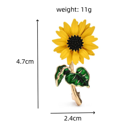 Wuli&baby Cute Sunflower Brooches For Women Unisex Yellow Enamel Daisy Flowers Party Casual Brooch Pins Gifts