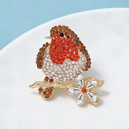 Wuli&baby Lovely Fat Bird Brooches For Women Unisex Rhinestone Shining Animal Party Casual Brooch Pins Gifts