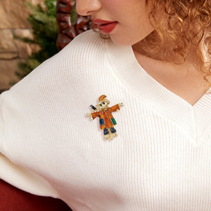 Beaut&Berry Classic Enamel Scarecrow Brooches for Women Unisex Figure Pins Casual Party Jewelry Accessories Gifts Decoration