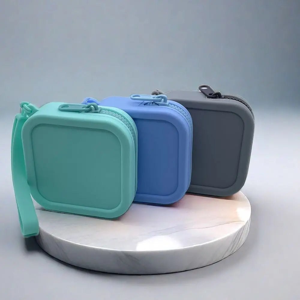 Vintage Silicone Organizer Wallet Coin Purse Waterproof Zipper Earphone Bag Travel Pouch Students