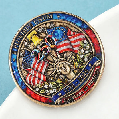 Wuli&baby American Coin Badge Brooches Vintage USA 250 Independence Day Party Office Brooch Pin Fashion Gifts