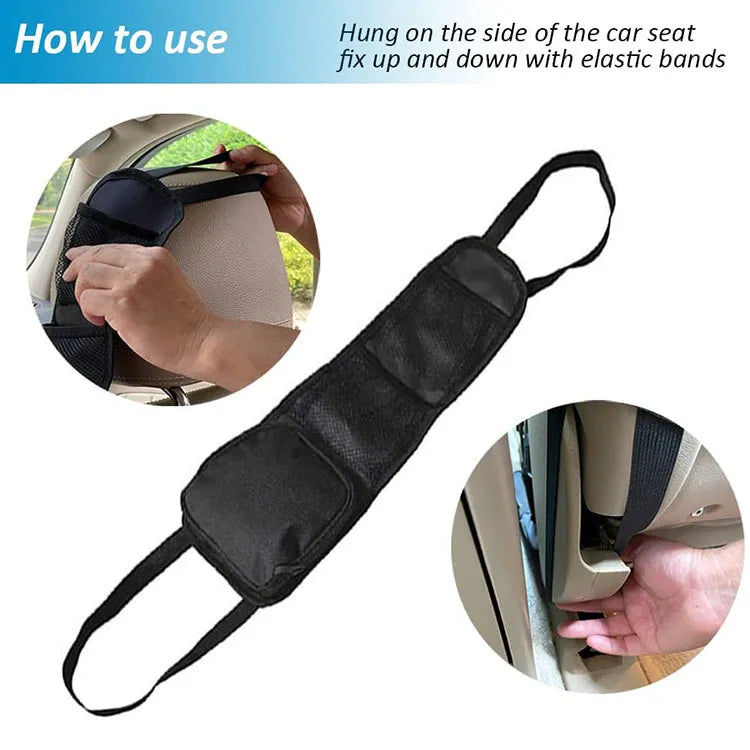 Multifunctional Zipper Storage Bag Car Side Storage Bag with Mesh Pocket for Things Holder Suitable for Cars