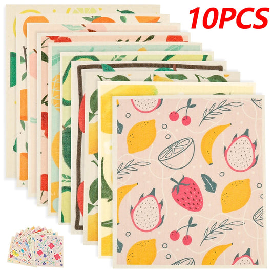 10Pcs Swedish Dishcloth High Water Absorbency Quick Drying Dish Rag Kitchen Cleaning Cloths Dish Towels Wet Dry Dishcloths