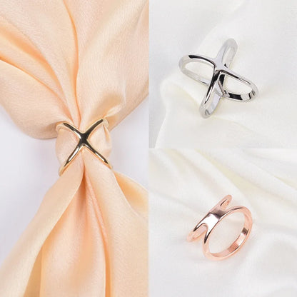 3pcs Creative Mi Wangxing Gold-plated Scarf Buckle Multi-purpose Cross Hollow Glossy Scarf Square Shawl Decorative Buckle