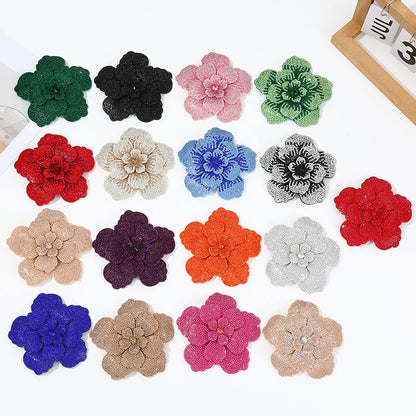 Three-dimensional Rhinestone Camellia Rose Brooch for Women's Fashion Pin High-end Luxury Jewelry Accessories Party Gift Corsage