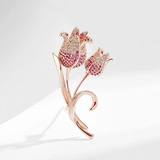 colorful zircon tulip brooch elegant flower clothing accessories