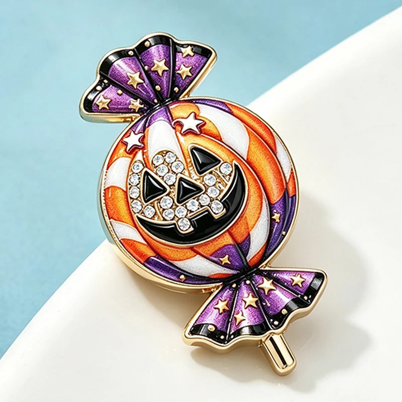 Wuli&baby Lovely Candy Pumpkin Brooches For Women Unisex All Saints Day Halloween Casual Party Brooch Pin Gifts