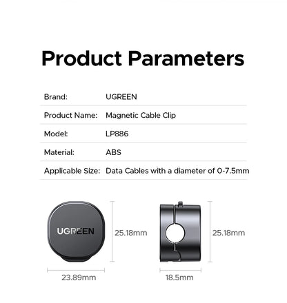 Ugreen Magnetic Cable Organizer Clips for Desk USB Charging Cord Management Holder Wire Ties for Earphone Cable Organizer
