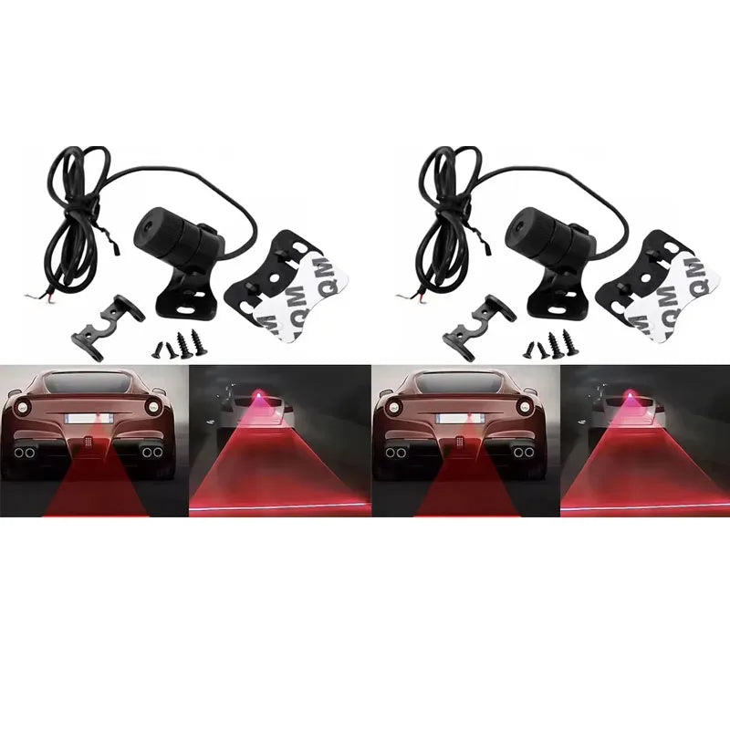 1-6Set Car Auto LED Laser Fog Light Vehicle Anti-Collision Taillight Brake Warning Lamp Anti-Collision Car End Rear Tail Fog