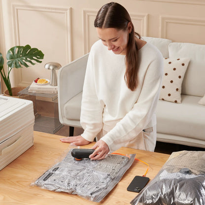 FLEXTAIL X VOLLYC NANO BAG SET AT - Vacuum Compression Bags with -55kPa Suction, Space Saver Bags for Home Clothes Storage