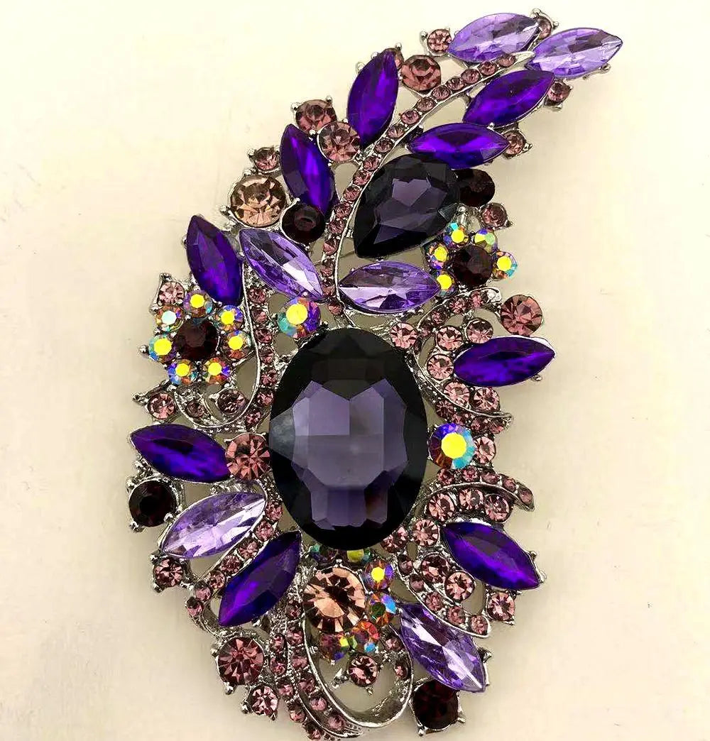 SKEDS Exaggerated Luxury Full Crystal Waterdrop Flower Brooch Pin For Women Men Shining Boutique Decoration Party Wedding Badges