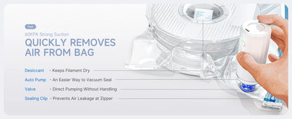 Filament Vacuum Storage Bags with Hand/Electric Pump, 3D Printer Accessories, for PLA ABS PETG Nylon TPU ASA Filament Keep Dry