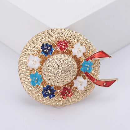 Luxury Rhinestone Sun Hat Brooches for Women Unisex Clothing Pins Necklace Event Party Backpack Fashion New Yea Gifts Decoration
