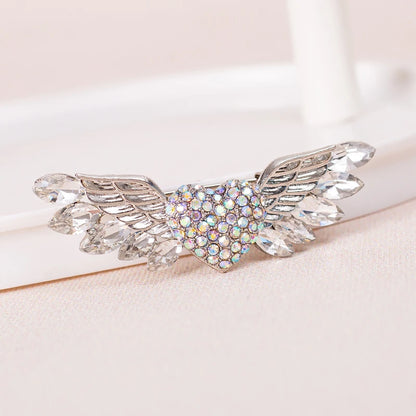Sparkling Crystal Love Angel Wings Brooch Women's Luxury Dress Wedding Decorations Souvenir Gifts