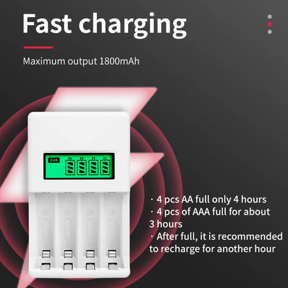 PUJIAMX AA/AAA Rechargeable Battery Charger LCD Display Portable Adapter USB Cable TypeC Batteries Interface Fast Charging Tool
