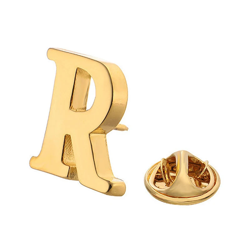High Quality Classic Style Gold Letter A-Z Metal Brooch Women Men's Lapel Pin Women's Hat Scarf Backpack Badge Jewellery