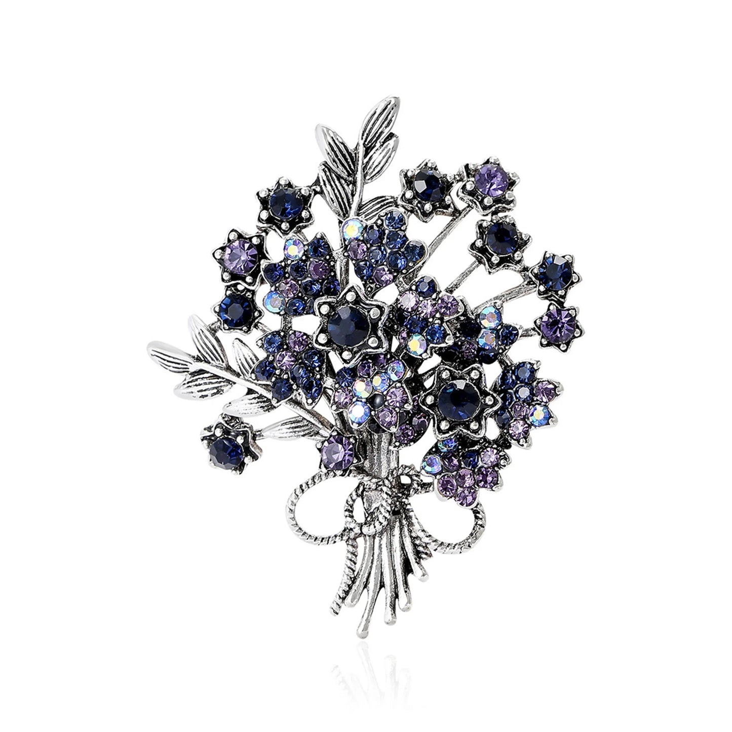 Beaut&Berry Luxury Rhinestone Flower Bouquet Brooches for Women Plant Pins Friends Party Gifts Banquet Jewellery Accessories
