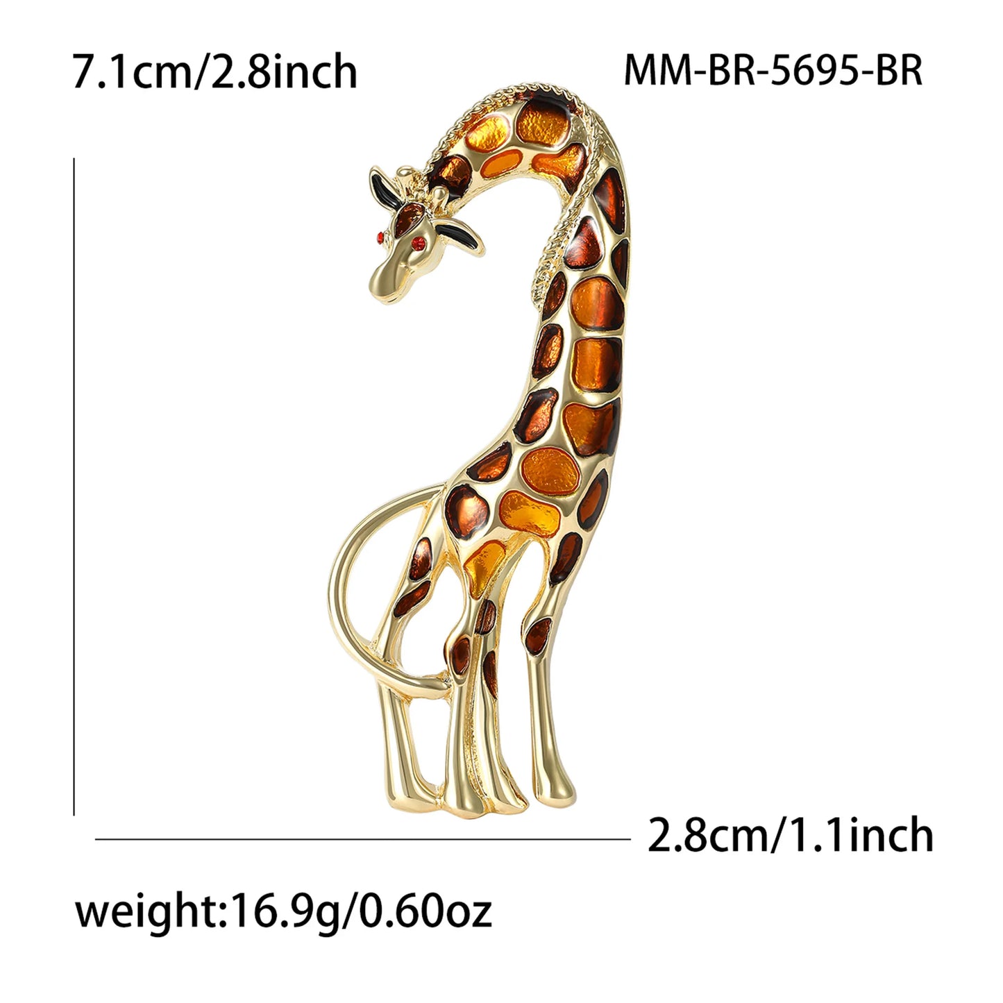 Beaut&Berry Luxury Enamel Giraffe Brooches for Women Unisex Animal Pins Casual Party Jewelry Accessories Gifts Decoration