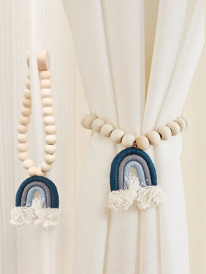 Magnetic Rainbow Curtains Magnetic Clasp Wooden Bead Backing Curtain Decoration Applicable Curtains Bedroom Kitchen Curtains