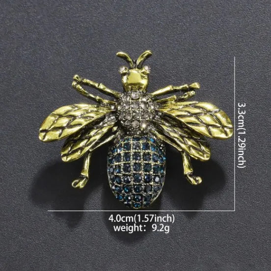 Luxury Crystal Bee Brooch Vintage Rhinestone Insect Pin Fashion Elegant Badges For Women Exquisite Jewelry Gift