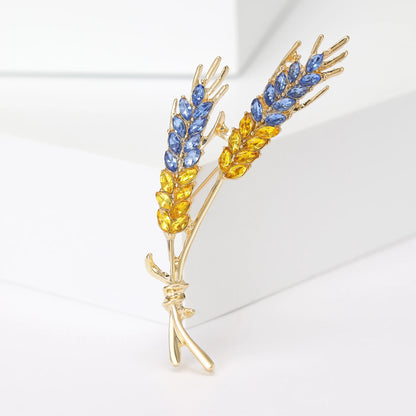Rhinestone Wheat Ear Brooches for Women Unisex Enamel Wheat Plant Pins Banquet Party Backpack Gifts Jewelry Accessories
