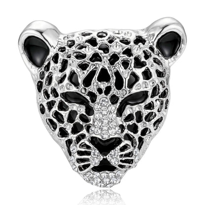 Beaut&Berry Classic Enamel Leopard Head Brooches for Women Unisex Animal Pins Casual Party Jewelry Accessories Gifts Decoration