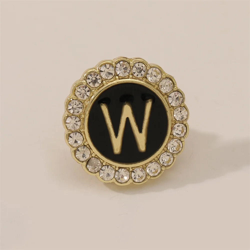 26 English Initials A-Z Brooches Classic Full Around Crystal Golden Alphabet Pins For Women Men Girls Clothes Bag Jewelry Gift
