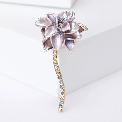 Luxury Pearl Enamel Flower Brooches for Women 4-color Botanical Pins Elegant Casual Accessories Perfect Gifts