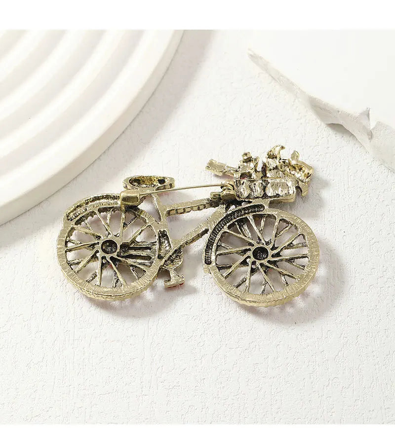 Fashion Women Men Vintage Baroque Bicycle Flower Full Crystal Badges Pins Palace Unisex Exquistie Bike Jewelry Accessories