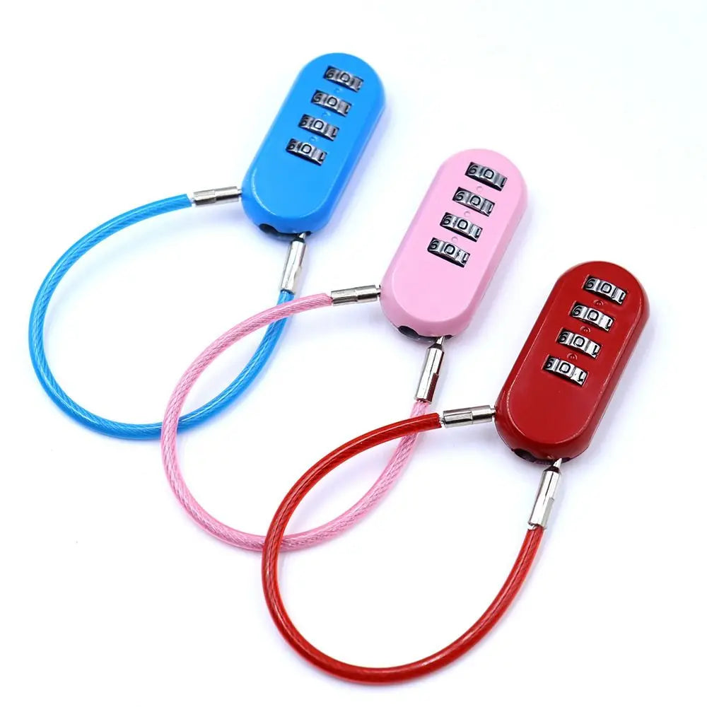 Zinc alloy 4 Digit Password Lock Wire Rope Anti-theft Backpack Zipper Lock Padlock Dormitory Cabinet Lock for Home&Travel