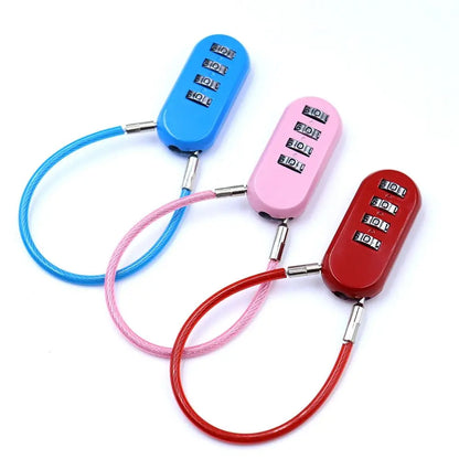 Zinc alloy 4 Digit Password Lock Wire Rope Anti-theft Backpack Zipper Lock Padlock Dormitory Cabinet Lock for Home&Travel