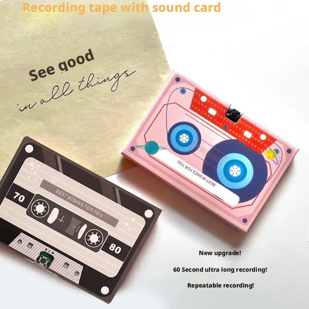 Voice Recordable Greeting Card 60 Seconds Recording Time Message Recorder Cassette Recording Voice Tape Greeting Card